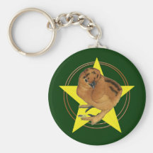 Silkie Red Chick Star Key Chains