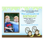 Silly Monkey Twins Photo Birthday Invite invitations