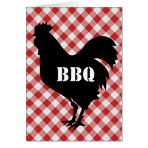 Silo de poulet sur le BBQ rouge et par blanc vérif Cartes De Vœux