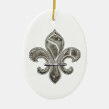 Silver Fleur de Lys Ornament personnalisable Décoration Pour Sapin De Noël