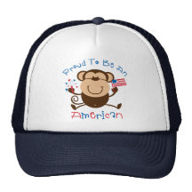Singe américain fier de garçon casquettes de camionneur