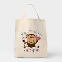 Singe américain fier de garçon sac en toile