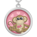 Singe d'amour - collier pendant rond