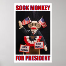 Singe de chaussette pour le Président Poster