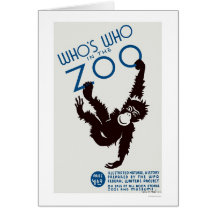 Singe de guide de zoo WPA 1937 Cartes De Vœux