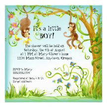 Singe de Lil, invitation de baby shower de garçon