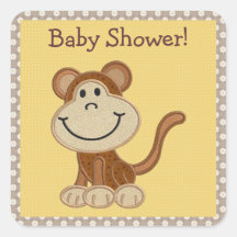 Singe heureux mignon - autocollants de baby shower