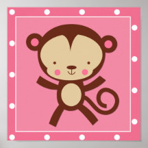 Singe rose de safari de bébé posters