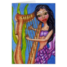 Sirène avec le carte pour notes d'harpe
