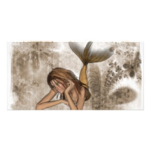 Sirène de l'arrière - plan 3D de fractale Photocartes Personnalisées
