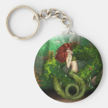 Sirène d'une chevelure rouge Keychain Porte-clefs