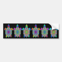 Six adhésifs pour pare-chocs colorés de tortues autocollant pour voiture