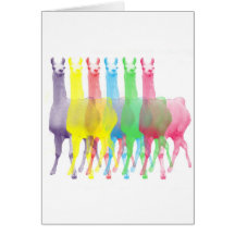 six lamas dans six couleurs de lama carte