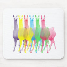 six lamas dans six couleurs de lama tapis de souris