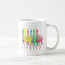 six lamas dans six couleurs de lama tasse à café