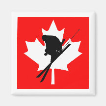 Ski alpin canadien de drapeau aimants pour réfrigérateur