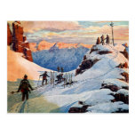 Ski dans les montagnes carte postale