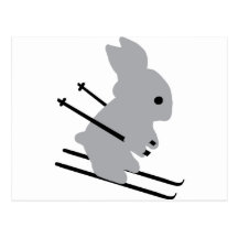 ski mignon de neige de lapin de ski cartes postales