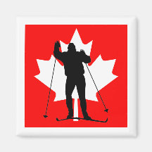 Skieur transnational de drapeau canadien magnets pour réfrigérateur