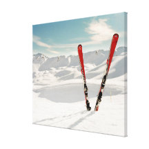 Skis rouges impressions sur toile