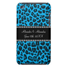 Sky blue leopard print wedding favors iPod touch case