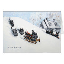 Sledding écossais de terriers cartes de vœux