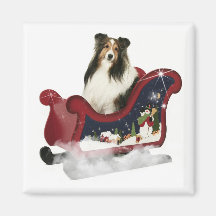 Sleigh magique Sheltie Magnets Pour Réfrigérateur