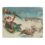 Sleigh vintage et le renne de Père Noël Cartes Postales