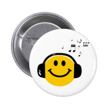Smiley affectueux de musique badge avec épingle