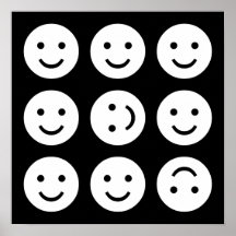 Smiley croulants - noirs et blancs posters