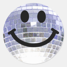 Smiley de boule de disco autocollants ronds