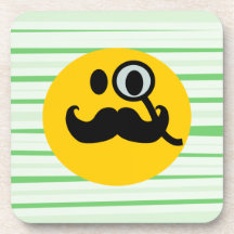 Smiley de monocle de moustache dessous-de-verre