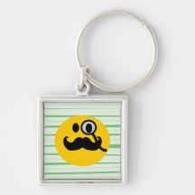 Smiley de monocle de moustache porte-clé