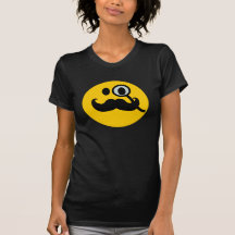 Smiley de monocle de moustache t-shirts