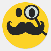 Smiley de monocle et de moustache (backgrnd person autocollant rond