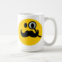 Smiley de monocle et de moustache (backgrnd person tasse à café