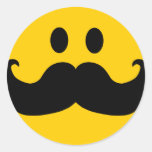 Smiley de moustache (couleur personnalisable d'arr adhésif rond