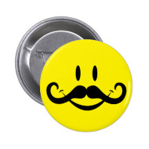 Smiley de moustache de guidon badges avec agrafe