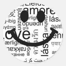 Smiley de typographie d'amour autocollant rond