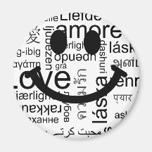 Smiley de typographie d'amour magnets pour réfrigérateur