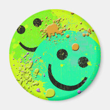 SMILEY D'ÉCLABOUSSURE DE GRUNGE ET DE PEINTURE AIMANT POUR RÉFRIGÉRATEUR