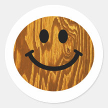 Smiley en bois autocollants ronds