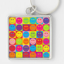 Smiley multicolores de bruit porte-clefs