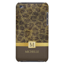 Snakeskin pattern with monogram barely there iPod case