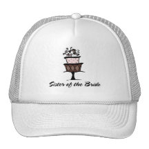 Soeur du gâteau de jeune mariée casquette de camionneur