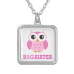 Soeur girly de hibou rose mignon de bande dessinée colliers