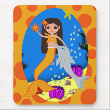 Sofia la sirène et le dauphin oranges Mousepad Tapis De Souris