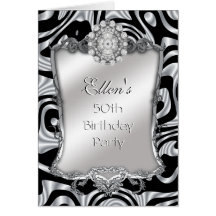 Soie d'argent de fête d'anniversaire d'invitation 