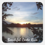 Soirée de Tortuguero - coucher du soleil en le Cos Autocollants Carrés