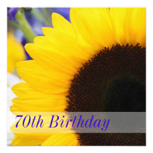 Soixante-dixième fête d'anniversaire de tournesol invitations personnalisables
